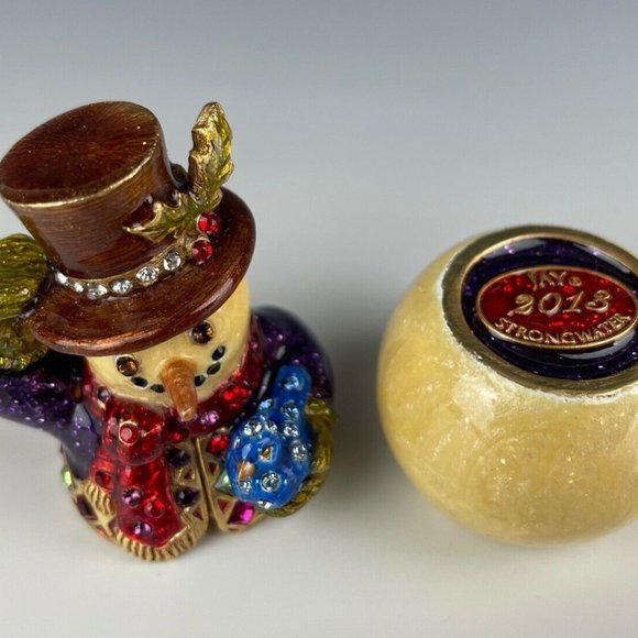 Jay Strongwater Snowman Trinket Box 2013 New In Box Swarovski Crystals - Picture 10 of 10